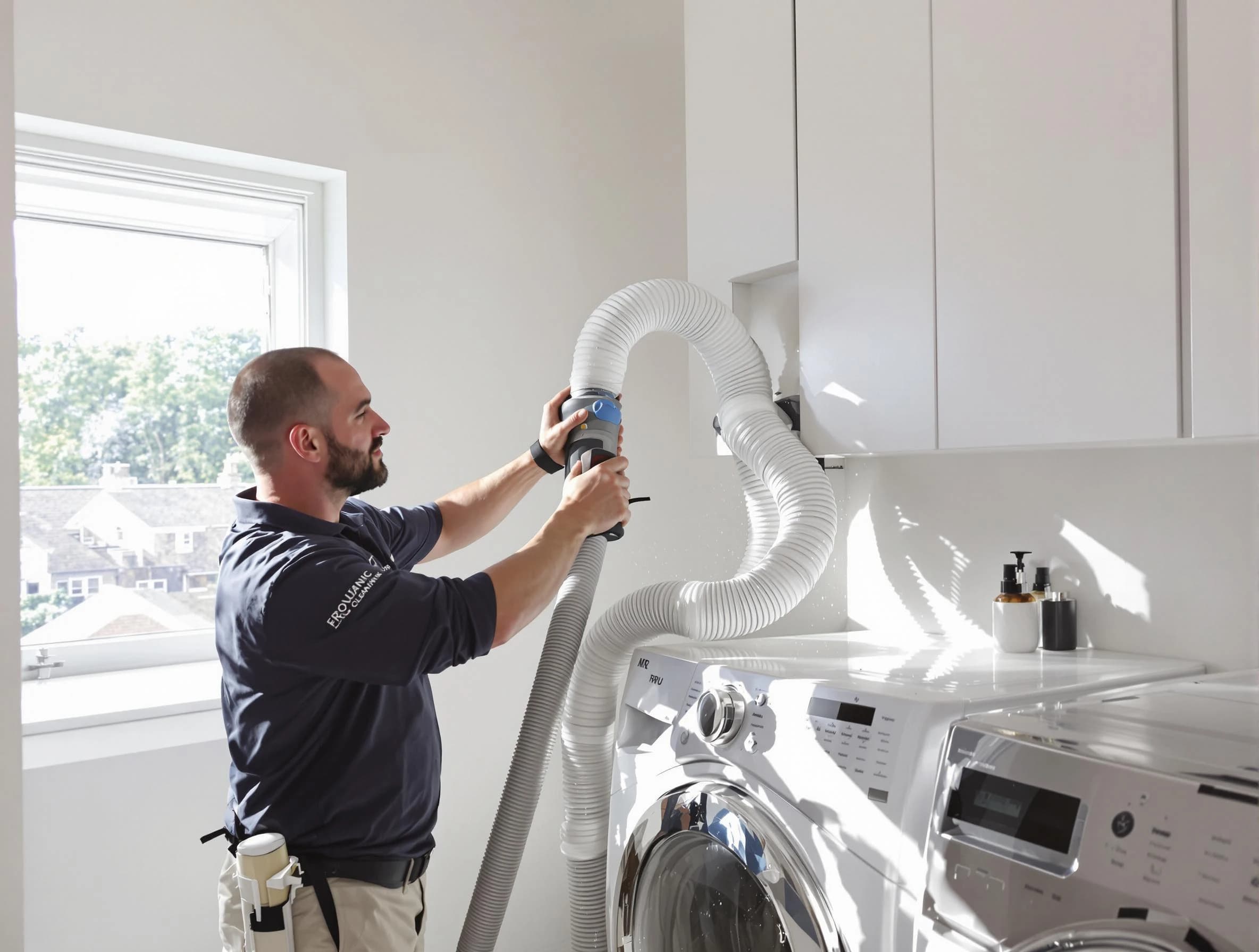 Certified Malden Dryer Vent Cleaning technician performing dryer vent cleaning in Malden