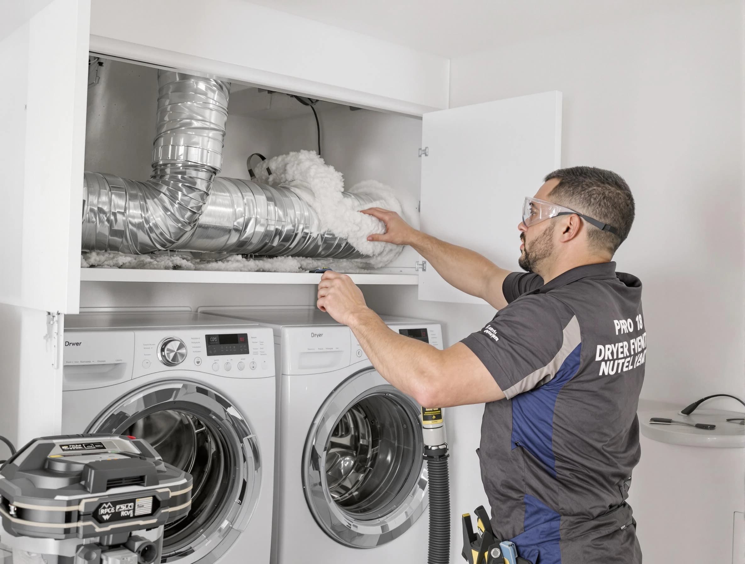 Malden Dryer Vent Cleaning certified technician performing specialized gas dryer vent cleaning in Malden