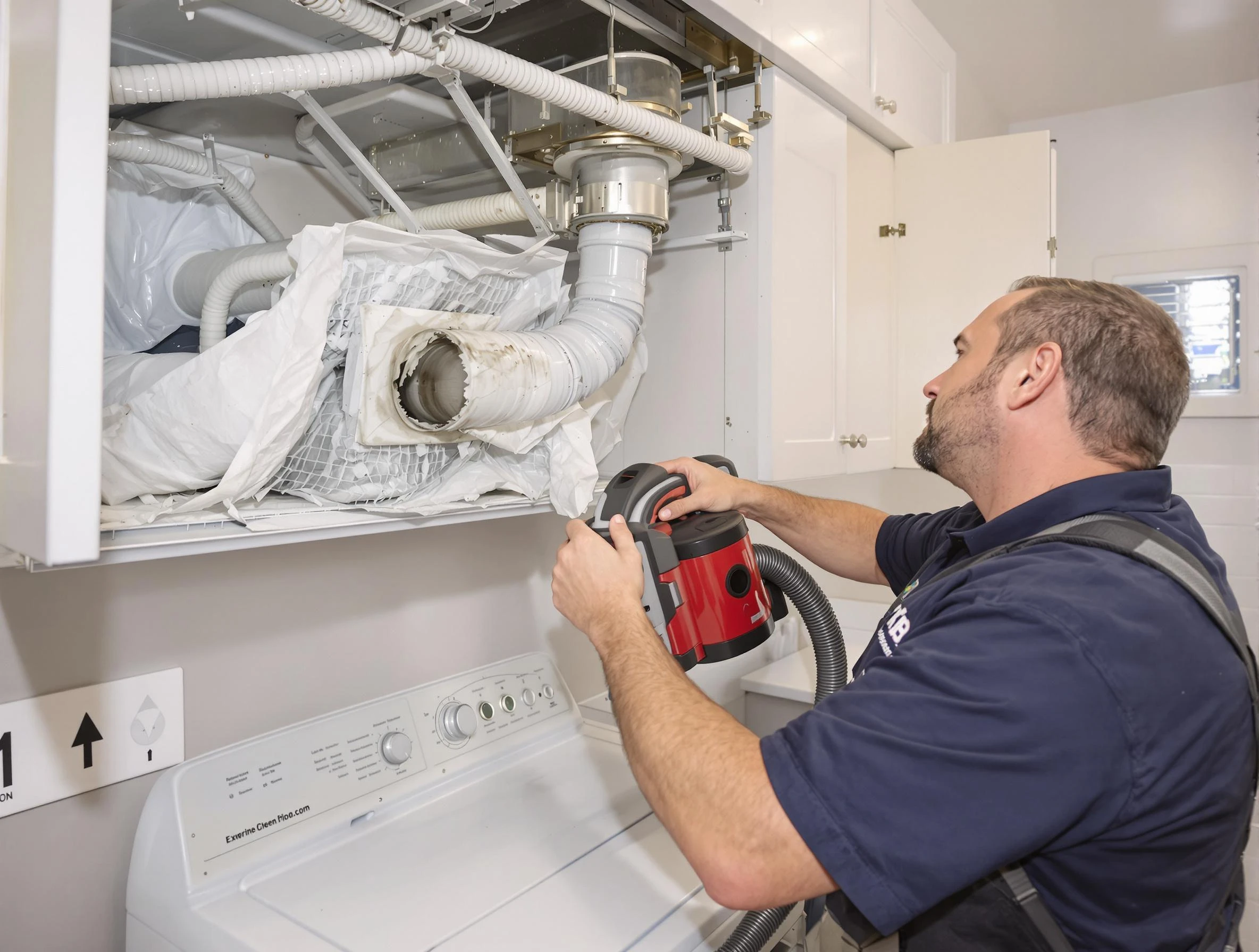 Malden Dryer Vent Cleaning technician performing professional exhaust vent cleaning at a residential property in Malden